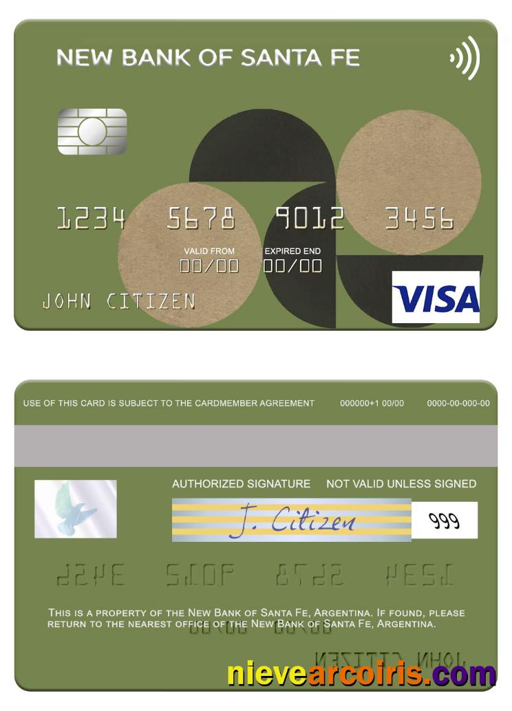 Argentina New Bank of Santa Fe visa card